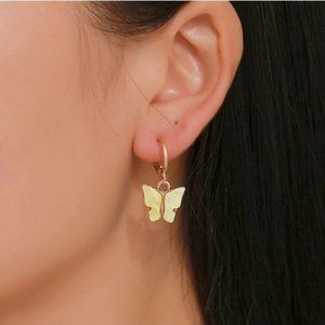 Brandy Melville Yellow Acrylic Butterfly Earrings